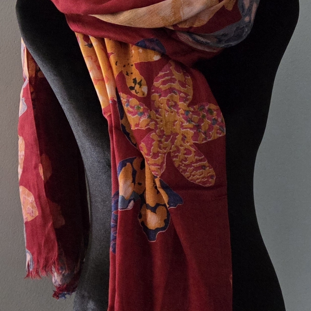 Floral Red Scarf